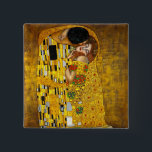 Bóton Quadrado 5.08cm O beijo por Gustavo Klimt<br><div class="desc">A folha do beijo,  do óleo e de ouro nas canvas,  1907-1908. Belvedere de Österreichische Galerie,  Viena, </div>