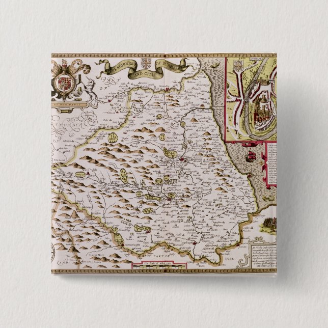 Bóton Quadrado 5.08cm O Bishoprick e a cidade de Durham (Frente)