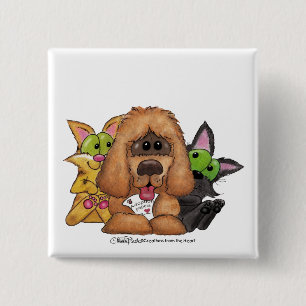 Bóton Quadrado 5.08cm O bobo e o Tig com Adoção Sassiva-Pet é AMOR