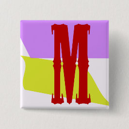 Bóton Quadrado 5.08cm O botão quadrado da letra M