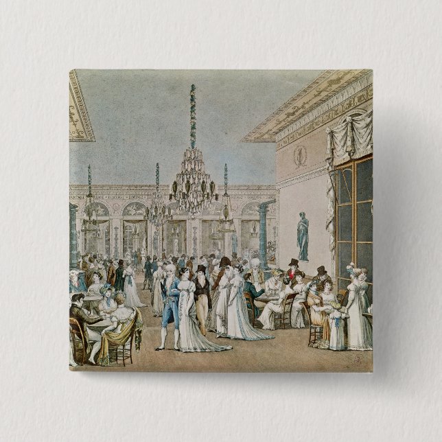 Bóton Quadrado 5.08cm O café Frascati em 1807 (Frente)