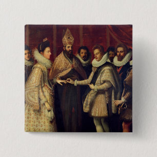 Bóton Quadrado 5.08cm O casamento de Catherine de Medici