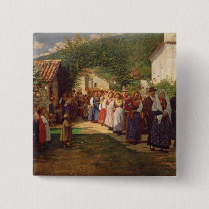 Bóton Quadrado 5.08cm O casamento dourado (óleo em canvas)