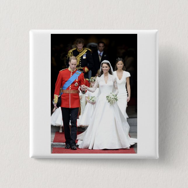 Bóton Quadrado 5.08cm O Casamento Real 9 (Frente)