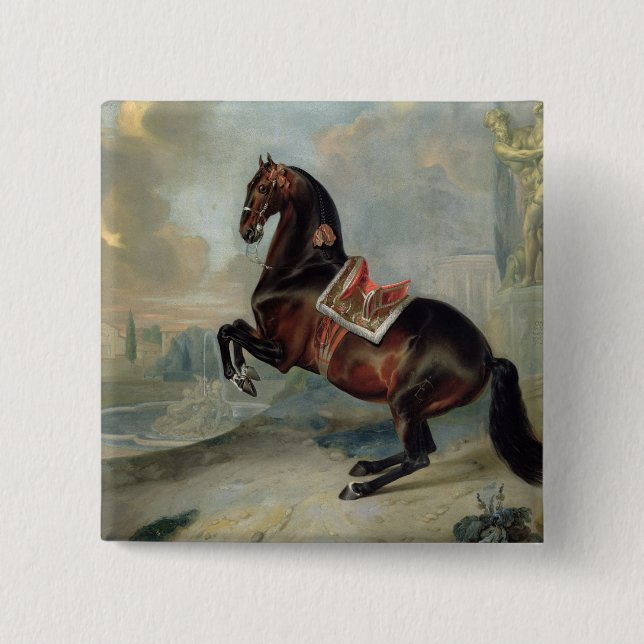 Bóton Quadrado 5.08cm O cavalo de baía escuro 'Valido (Frente)