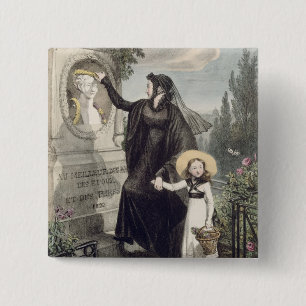 Bóton Quadrado 5.08cm O cemitério de Pere Lachaise, impresso por Charle
