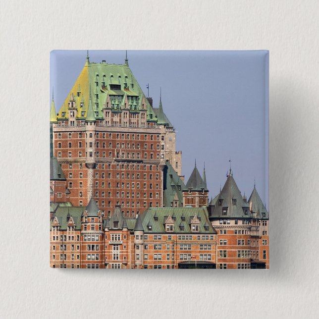 Bóton Quadrado 5.08cm O Chateau Frontenac na cidade de Quebec, Canadá. (Frente)