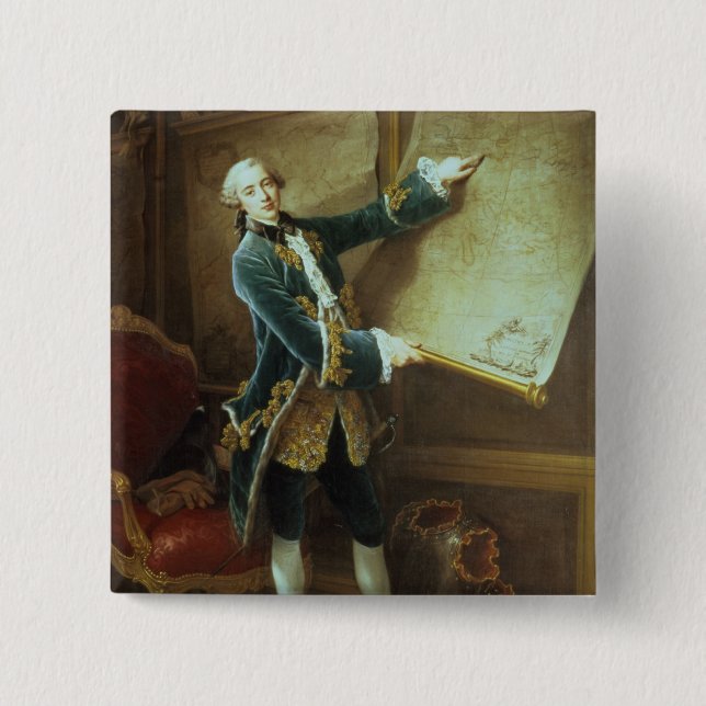 Bóton Quadrado 5.08cm O Comte de Vaudreuil, 1758 (Frente)