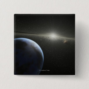 Bóton Quadrado 5.08cm O conceito do artista de uma fotografia astróide