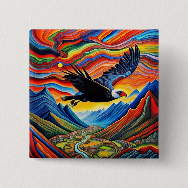 Bóton Quadrado 5.08cm O Condor Em Crise (Frente)