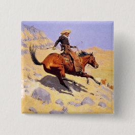 Bóton Quadrado 5.08cm O Cowboy (por Frederic Remington)
