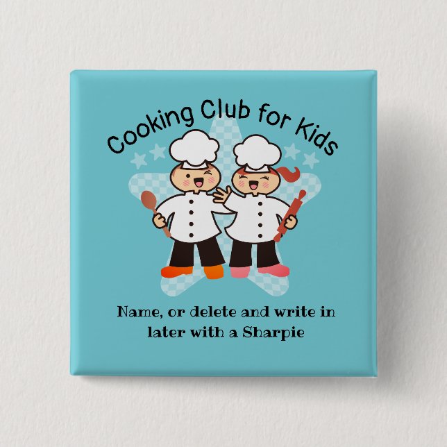 Bóton Quadrado 5.08cm O cozinheiro chefe de Kawaii caçoa nomes de (Frente)