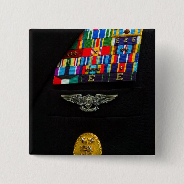 Bóton Quadrado 5.08cm O crachá principal do comando (Frente)