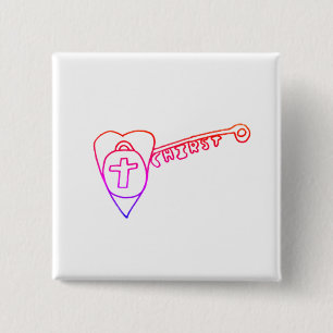 Bóton Quadrado 5.08cm O cristo é o Crachá Key Square