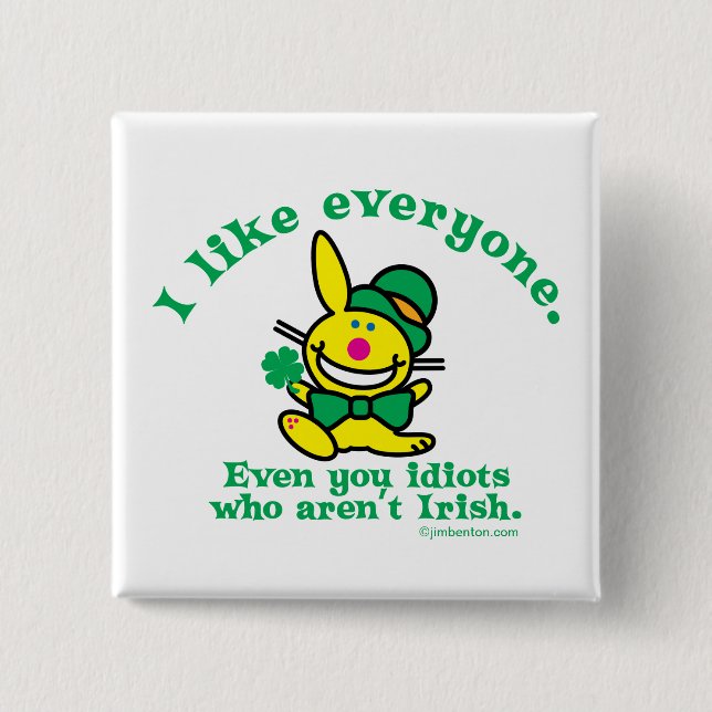 Bóton Quadrado 5.08cm O Dia de São Patrício | eu gosto de todos (Frente)