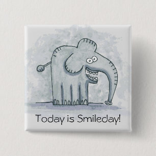Bóton Quadrado 5.08cm O elefante inspirador engraçado é hoje Smileday