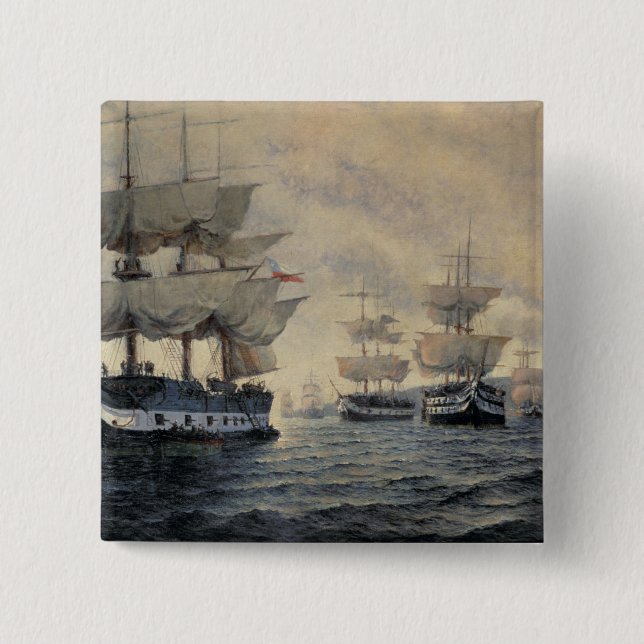 Bóton Quadrado 5.08cm O embarque da expedição de liberação do Pe (Frente)