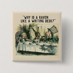 Bóton Quadrado 5.08cm O enigma do Chapéu Louco