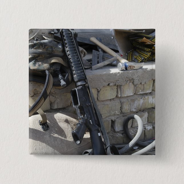 Bóton Quadrado 5.08cm O equipamento de um Marinho (Frente)