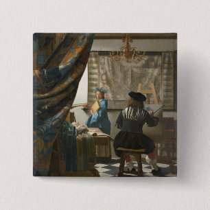 Bóton Quadrado 5.08cm O estúdio do artista, c.1665-66 (óleo em canvas)