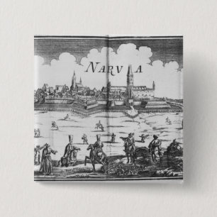 Bóton Quadrado 5.08cm O exército do russo que besieging Narva em 1700