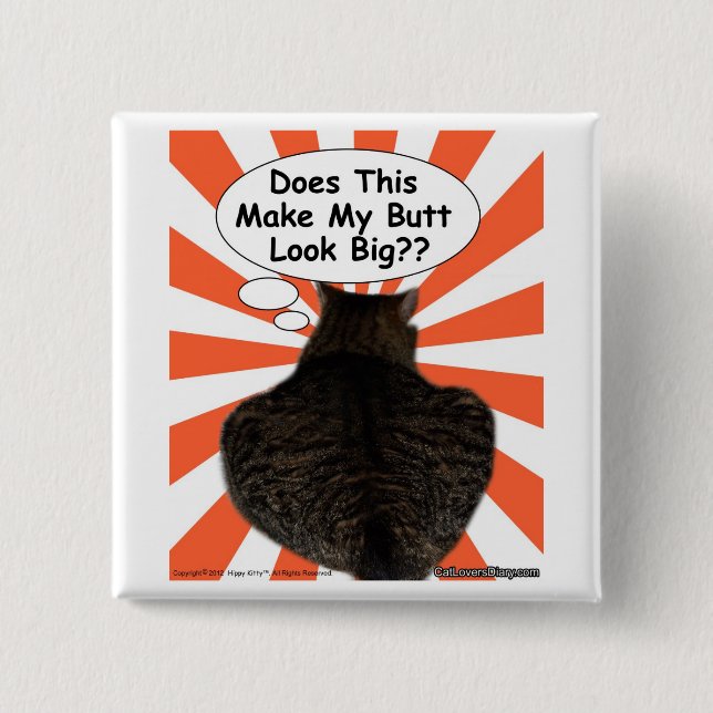 Bóton Quadrado 5.08cm O gatinho do hippy faz este faz meu olhar do (Frente)