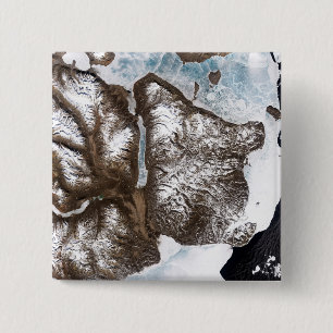 Bóton Quadrado 5.08cm O gelo marinho alinha a linha costeira em Greenlan