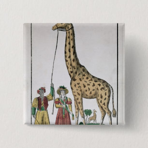 Bóton Quadrado 5.08cm O girafa apresentado ao rei do Pasha de