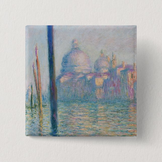 Bóton Quadrado 5.08cm O Grande Canal de Claude Monet (Frente)