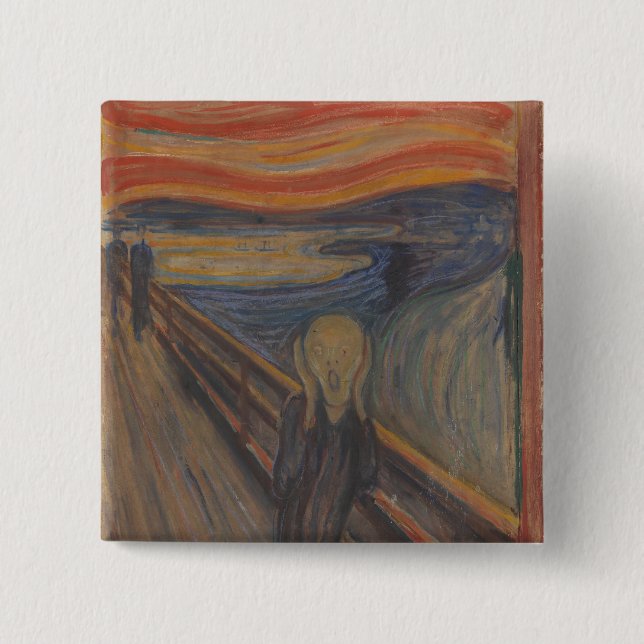 Bóton Quadrado 5.08cm O Gritar da Natureza por Edvard Munch 1893 (Frente)