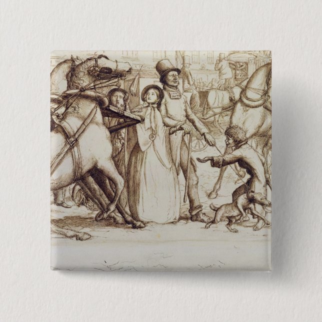 Bóton Quadrado 5.08cm O homem cego, 1853 (caneta, tinta, lavagem e (Frente)