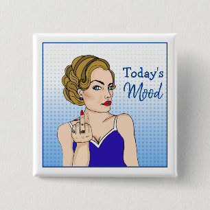 Bóton Quadrado 5.08cm O humor de hoje, Senhora Retroradora, virando o pá