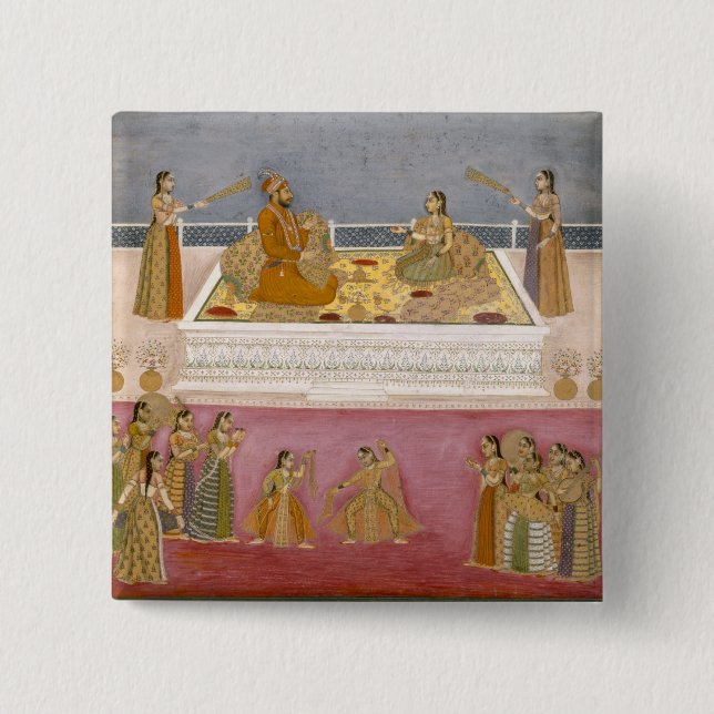 Bóton Quadrado 5.08cm O imperador novo Muhammad Shah de Mughal em um (Frente)