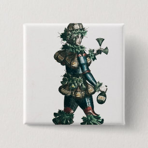 Bóton Quadrado 5.08cm O Innkeeper, design alegórico do traje