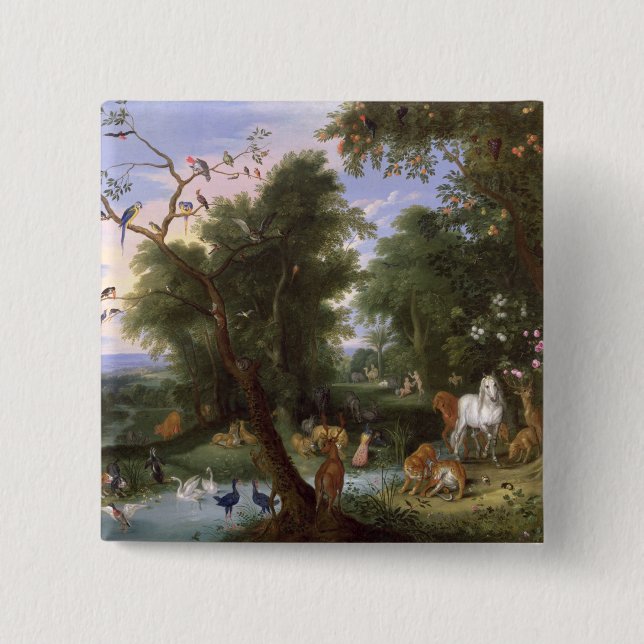 Bóton Quadrado 5.08cm O Jardim do Éden, 1659 (Frente)