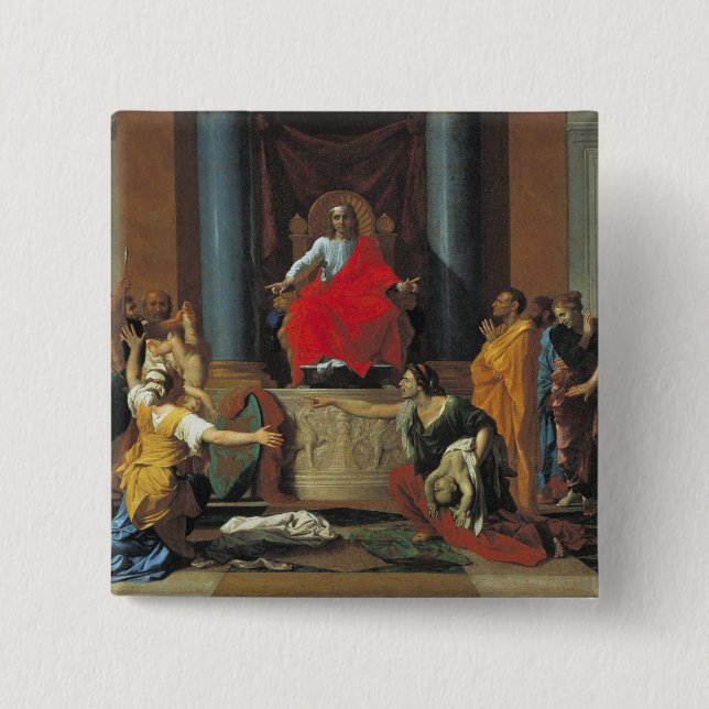 Bóton Quadrado 5.08cm O julgamento de Solomon, 1649 (Frente)