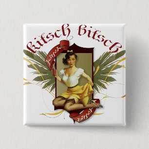 Bóton Quadrado 5.08cm O kitsch Bitsch: Pin-Acima retro do tatuagem da