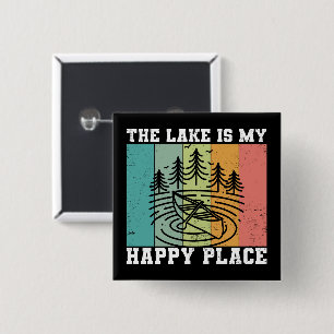 Bóton Quadrado 5.08cm O lago é o meu feliz lugar, o lago Vintage, que af