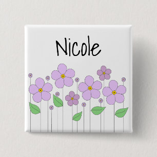 Bóton Quadrado 5.08cm O Lilac floresce o botão