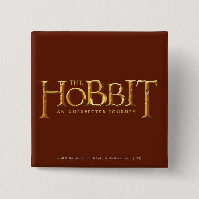 Bóton Quadrado 5.08cm O logotipo de hobbit é Dourado (Frente)