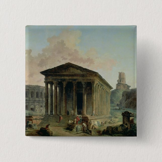 Bóton Quadrado 5.08cm O Maison Carree com o anfiteatro (Frente)