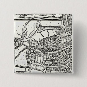 Bóton Quadrado 5.08cm O mapa de Loggan de Oxford, folha oriental