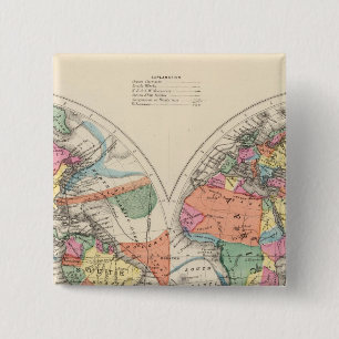 Bóton Quadrado 5.08cm O mapa do Atlas mundial com correntes e ventos