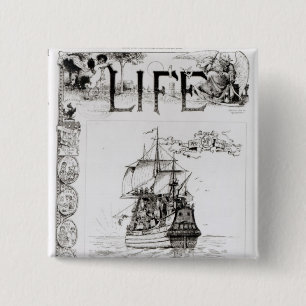 Bóton Quadrado 5.08cm O Mayflower, capa 'de Life