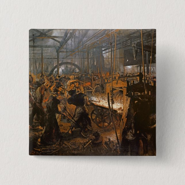 Bóton Quadrado 5.08cm O moinho do Ferro-Rolamento, 1875 (Frente)