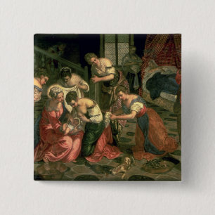 Bóton Quadrado 5.08cm O nascimento de St John o baptista, 1550-59