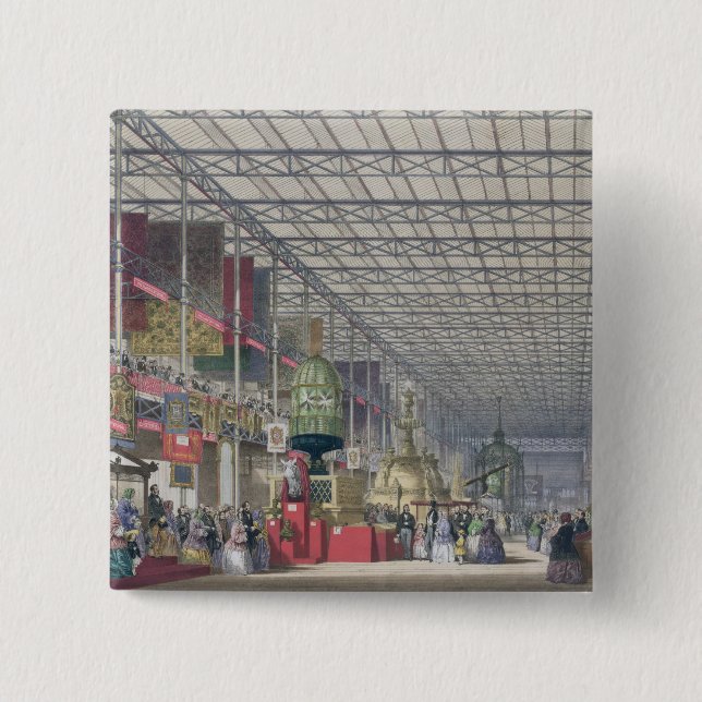 Bóton Quadrado 5.08cm O Nave britânico da grande exposição, 1851 (co (Frente)