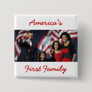 Bóton Quadrado 5.08cm O Obamas: A primeira família de América