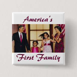 Bóton Quadrado 5.08cm O Obamas: Família de América a ?a