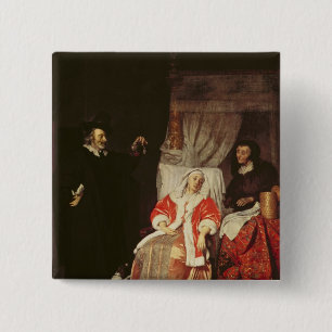 Bóton Quadrado 5.08cm O paciente e o doutor, 1660s